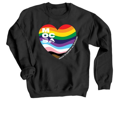 MOCSA LGBTQIA+ Pride, a Black Crewneck Sweatshirt