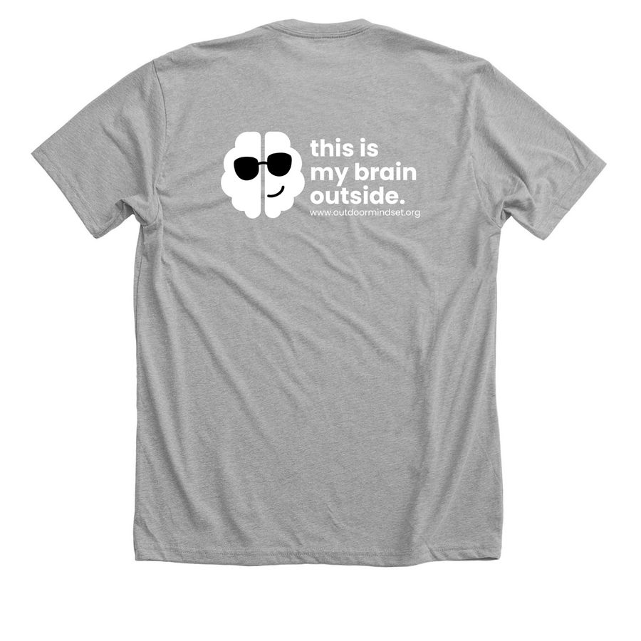 A Brain Outside = A Happy Brain!, a Athletic Heather Premium Unisex Tee (back-view)