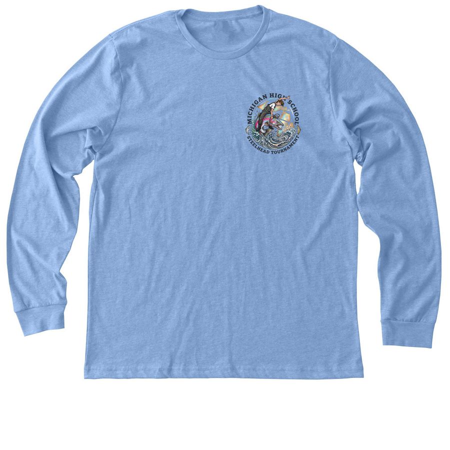 MHSST Logo Front/Back - M, a Heather Carolina Blue Premium Long Sleeve Tee