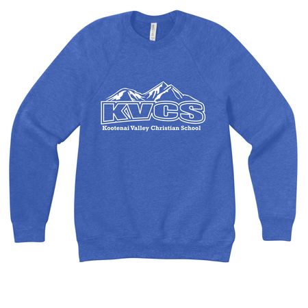 KVCS Logo, a Heather True Royal Premium Raglan Crewneck Sweatshirt