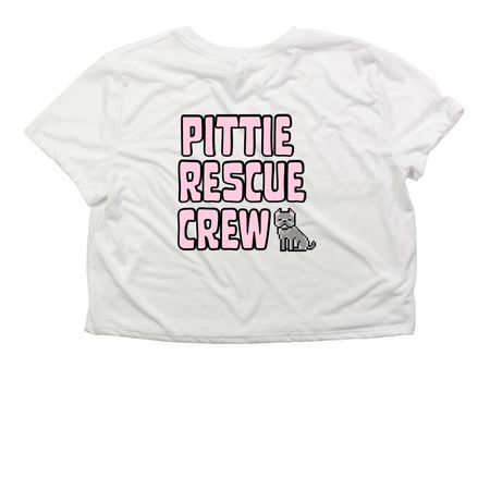 Pittie Rescue Crew, a White Women?s Flowy Cropped Tee