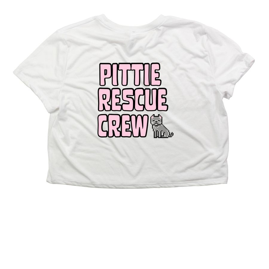 Pittie Rescue Crew, a White Women?s Flowy Cropped Tee
