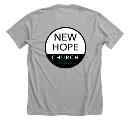 Reach.Love.Grow White Font, Round Logo Back, a Athletic Heather Premium Unisex Tee (back-view)