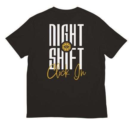Deadlock Night Shift Shirt, a Deep Black All-American Unisex Tee (back-view)