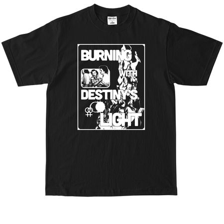 Burning with destiny's light?dark background, a Black Max Heavyweight Tee