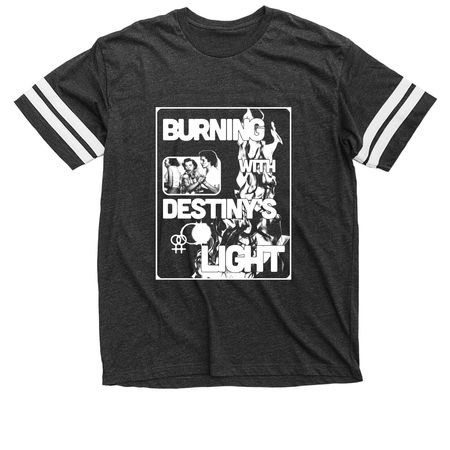 Burning with destiny's light?dark background, a Vintage Smoke / White Football Jersey Tee