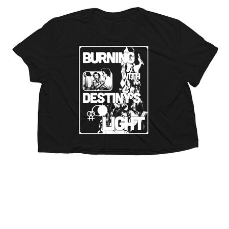 Burning with destiny's light?dark background, a Black Women?s Flowy Cropped Tee