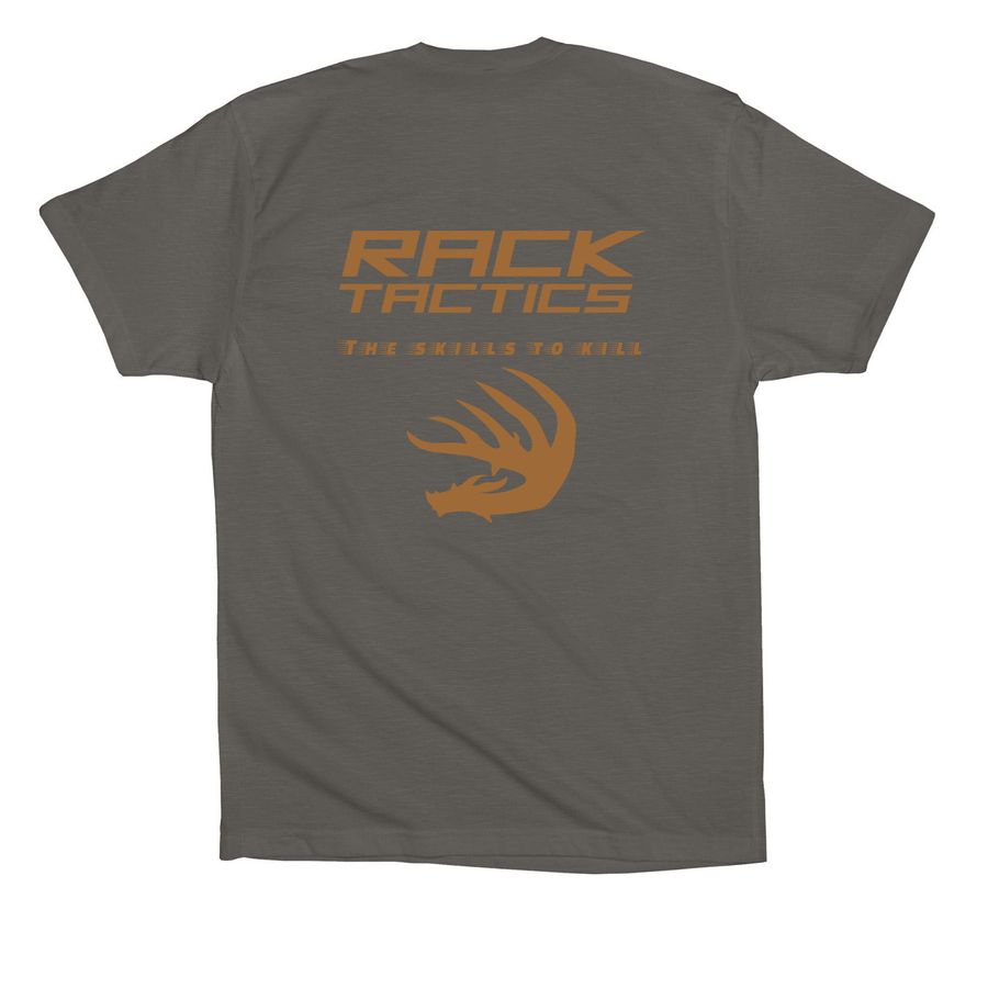Rack Tactics-Field Tested. Hunter Approved.&nbsp;, a Asphalt Premium Cotton Tee (back-view)