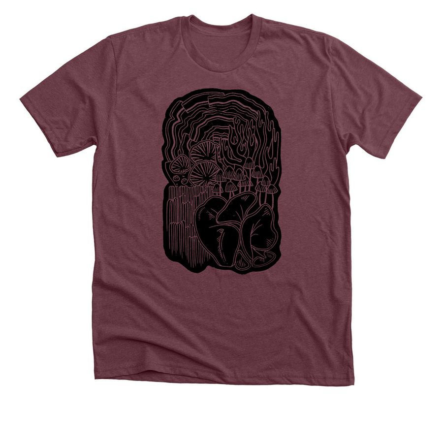 Mushrooms for Conservation Minnesota, a Heather Maroon Premium Unisex Tee