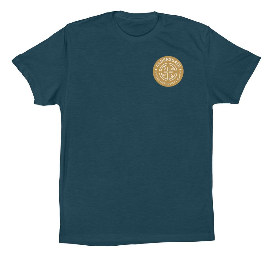 Aldersgate Gold Badge, a Deep Teal Premium Cotton Tee