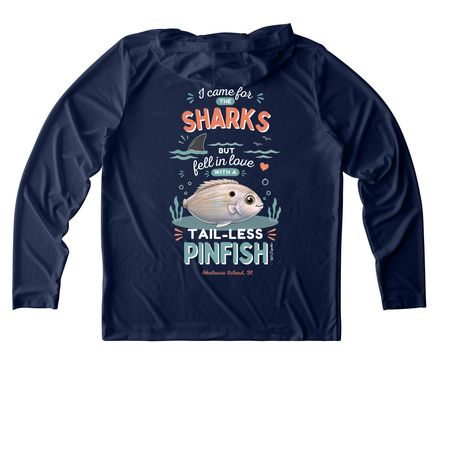 Tail-less Pinfish UPF Shirts, a True Navy UV Performance Long Sleeve Hoodie