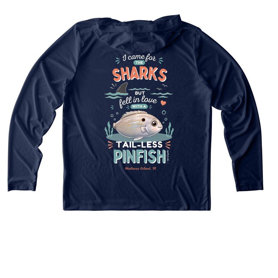 Tail-less Pinfish UPF Shirts, a True Navy UV Performance Long Sleeve Hoodie