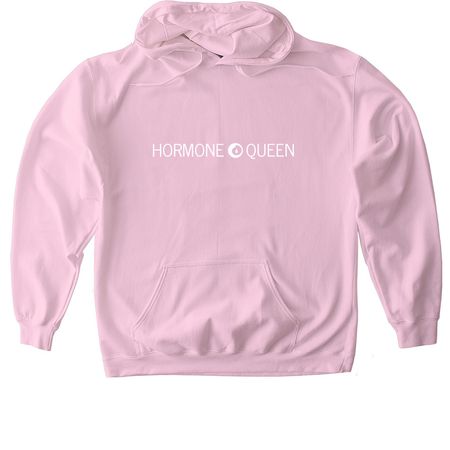 Hormone Queen - White Logo Apparel, a Light Pink Gildan Softstyle Pullover Hoodie