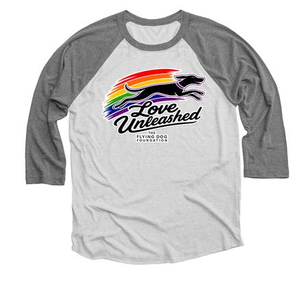 Love Unleashed, a Premium Heather and Heather White 3/4 Sleeve Baseball Tee