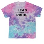 JLSLC Lead With Pride T-Shirt, a Cotton Candy Classic Tie Dye Tee (back-view)