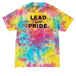 JLSLC Lead With Pride T-Shirt, a Jeweltone Colorburst Crystal Tie Dye Tee (back-view)