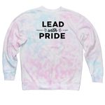 JLSLC Lead With Pride T-Shirt, a Cotton Candy Tie Dye Crewneck Sweatshirt (back-view)