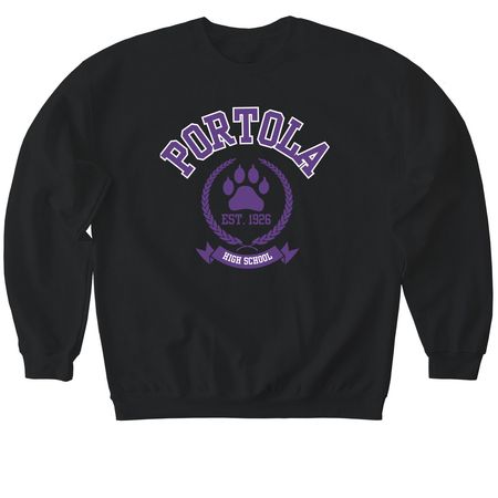 Portola Academic Style, a Black Softstyle Crewneck Sweatshirt