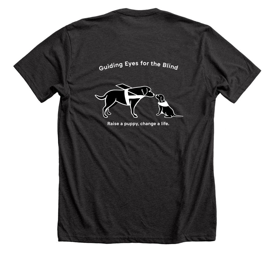 Guiding Eyes for the Blind, Capital NY, a Dark Grey Heather Premium Unisex Tee (back-view)