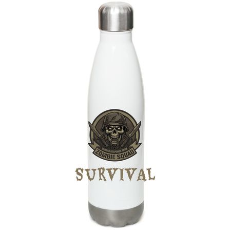 SURVIVAL BOTTLE, a White Stainless Steel Water Bottle