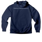 Neighbors Helping Neighbors Collection 2026, a Navy Premium Heavyweight Pullover Hoodie (back-view)