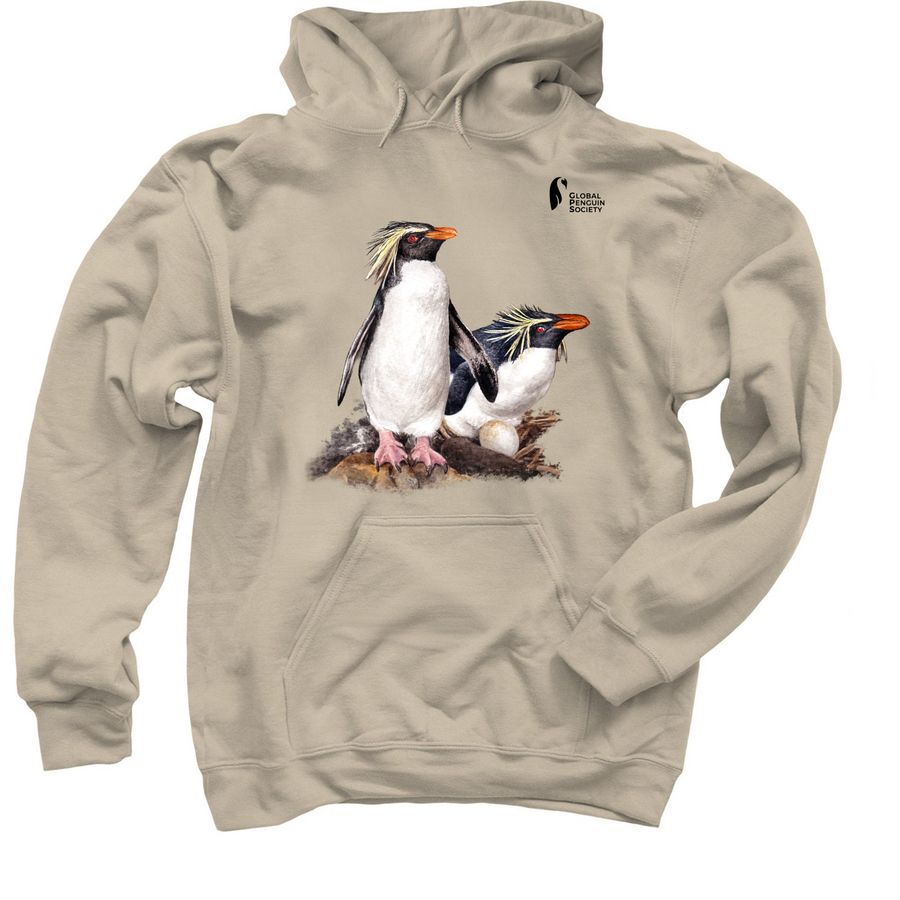 Northen Rockhopper Penguin-Black Logo, a Sand Pullover Hoodie