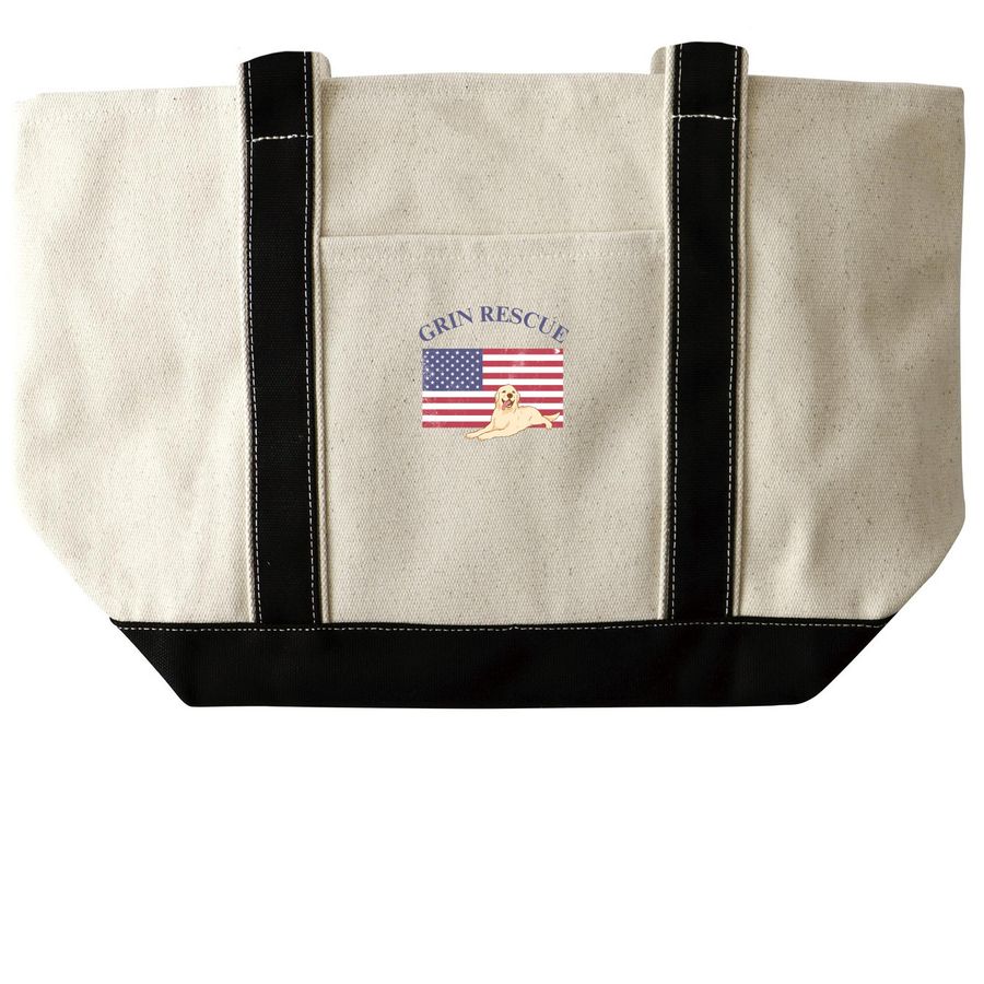 All American Golden Tote, a Natural/Black Large Two-Tone Canvas Tote Bag