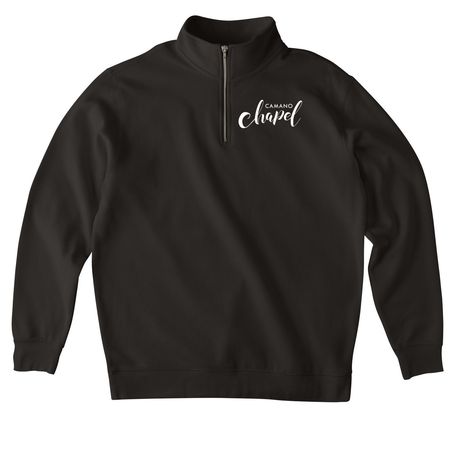 Camano Chapel PNW, a Black Midweight Quarter Zip Pullover
