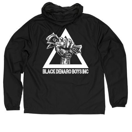 Black Denaro Boys Windbreaker, a Black Quarter-Zip Windbreaker (back-view)