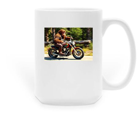 Bigfoot Biker, a White Large Coffee Mug