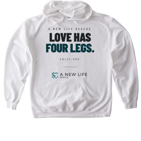 Love has four legs, a White Gildan Softstyle Pullover Hoodie