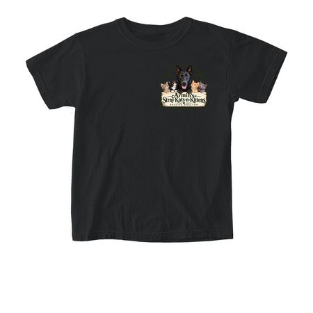 Armin?s Stray Kat-n-Kittens Rescue&nbsp;, a Black Comfort Colors Youth Tee