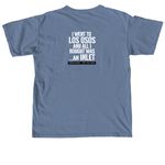 All We Bought...! back side, a Blue Jean Comfort Colors Unisex Tee (back-view)