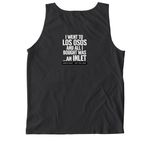 All We Bought...! back side, a Black Comfort Colors Tank Top (back-view)