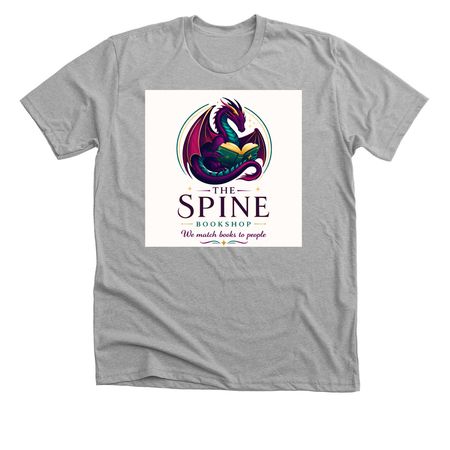 The Spine Bookshop Logo Shirt, a Athletic Heather Premium Unisex Tee