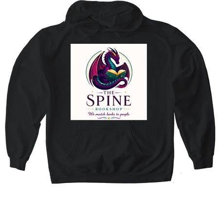 The Spine Bookshop Logo Shirt, a Black Gildan Softstyle Pullover Hoodie