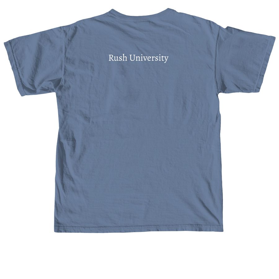 Speech-Language Pathology w/ graphics, a Blue Jean Comfort Colors Unisex Tee (back-view)