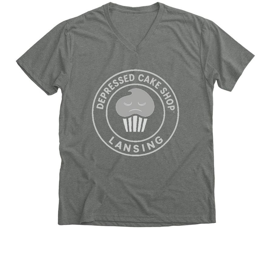 Depressed Cake Shop - Lansing, MI, a Deep Heather Premium V-Neck Tee