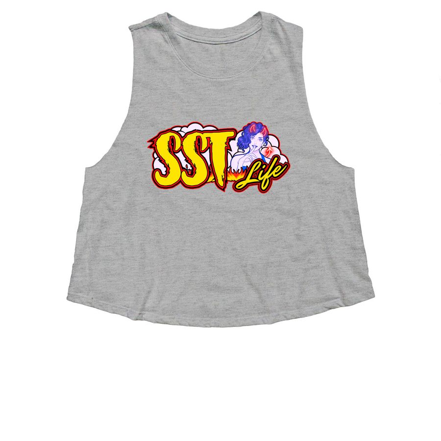 SSTLife - Devilish Vibes - Cropped Tops, a Athletic Heather Women's Cropped Racerback Tank