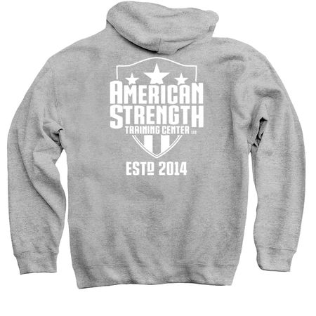 American Strength Fall Apparel, a Sport Grey Pullover Hoodie (back-view)