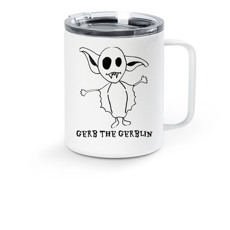Gerb the Gerblin, a White Stainless Steel Travel Mug