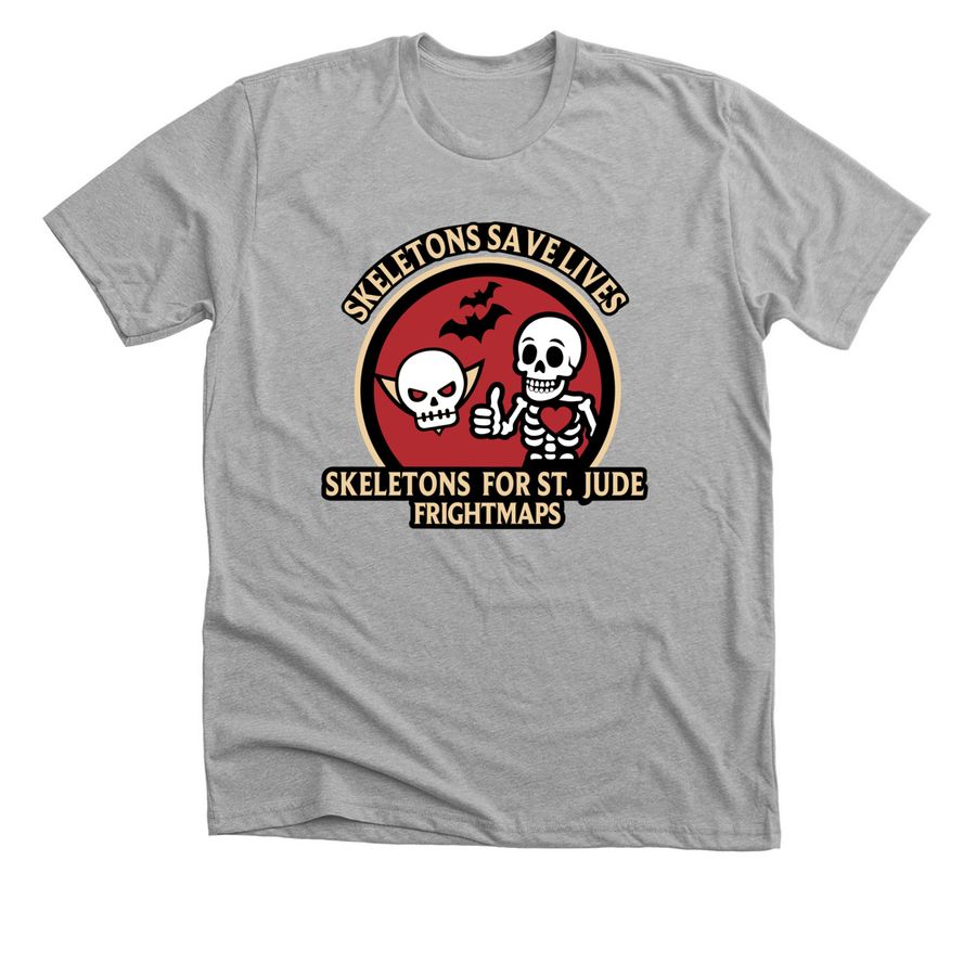 Skeletons Save Lives Frightmaps, a Athletic Heather Premium Unisex Tee