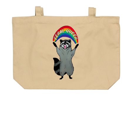 Feral Queer Tote Bag, a Oyster Large Organic Cotton Tote Bag