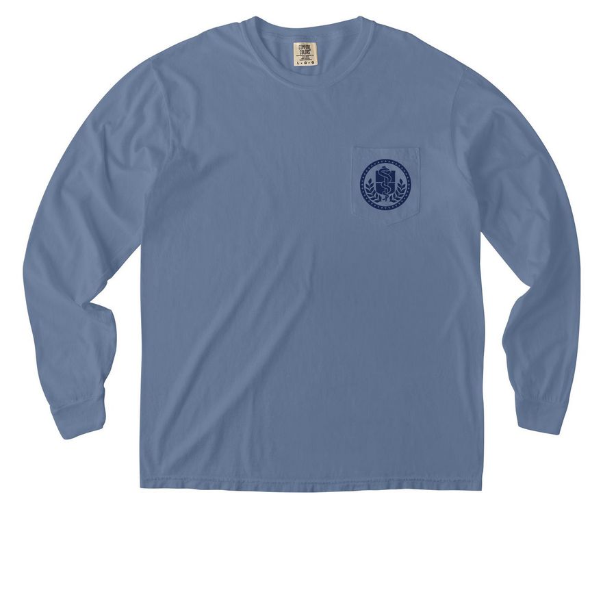 Comfort Colors 2, a Blue Jean Comfort Colors Long Sleeve Pocket Tee