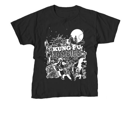 Kung Fu Zombies (Black), a Black Youth Unisex Tee