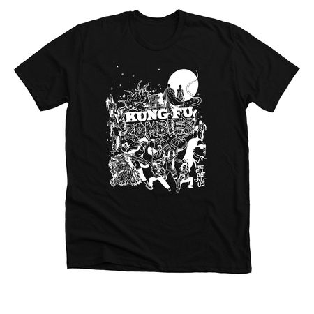 Kung Fu Zombies (Black), a Solid Black Blend Premium Unisex Tee