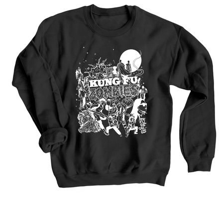 Kung Fu Zombies (Black), a Black Crewneck Sweatshirt