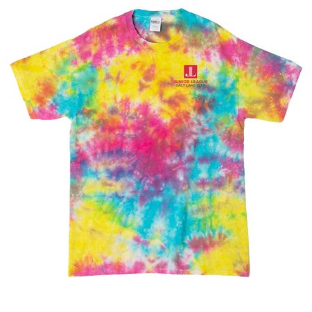 JLSLC Lead With Pride T-Shirt, a Jeweltone Colorburst Crystal Tie Dye Tee