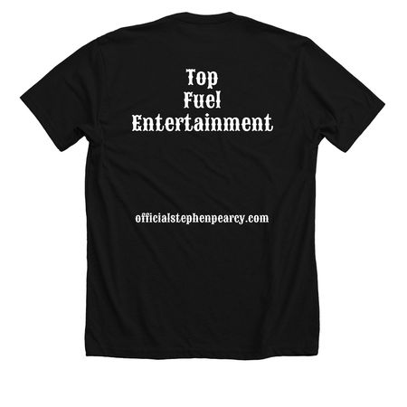 STEPHEN PEARCY ?The Dogg Mob? B&W Tee 2026, a Solid Black Blend Premium Unisex Tee (back-view)