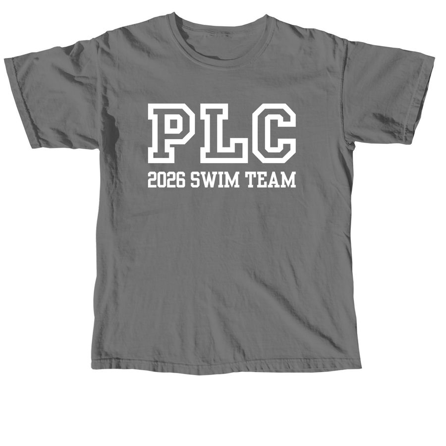 PLC Swim Team 2026, a Grey Comfort Colors Unisex Tee